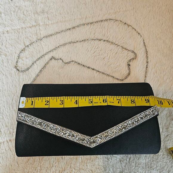 Satin Evening Party Clutch/Crossbody Rhinestones Embellished bag. Events. Party - Picture 3 of 12